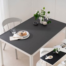 (14colors 11size) 롤로아 100% 방수 가죽 식탁보 테이블보, 210x100cm, 양면-4 (DarkGray+Black)