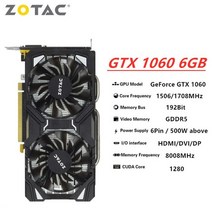 컴퓨터 zotac gtx 1060 6gb 그래픽 카드 gtx 1060 6gd5 비디오 카드 gpu 데스크탑 pc 게임 화면 지도 rtx, gtx1060 6기가바이트