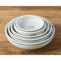국산 반찬그릇 원형 찬기 희고백자 전통문양 레트로 식기 사기 그릇 도자기, 3호