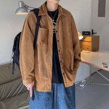 테리토리 봄과 가을 느슨한 재킷 코디 코드 끈으로 묶인 긴 -졸린 셔츠 남자 트렌디 슬래시 라인 클립 캐주얼 패션 조수 패션 청소년 개인 잘 생긴 톱 남성 갈색 m