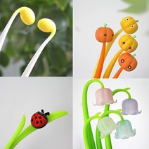 콩나물볼펜 중성 젤잉크 실리콘 예쁜 귀여운 필기구 디자인 판촉 선물 볼펜, 선택08 - 어린새싹(노랑)