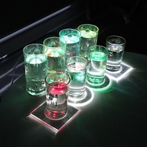 LED 술잔 컵받침 티코스터 아크릴 컵받침대 4 COLOR, 라운드, 7컬러