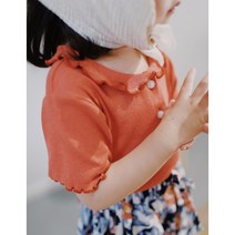 여아 화이트 이너 순면 베이비 상의 인형 넥 반팔티 여름옷