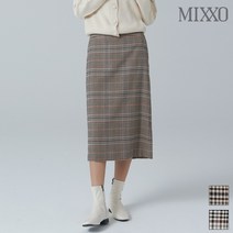 미쏘 미쏘 H라인 체크 미디스커트_MIWWH9T42A