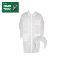 방문자가운 세트(가운+헤어캡) L 사이즈 일회용 부직포 소재 위생가운