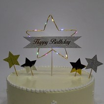 제이벌룬 생일초, LED점등 케익토퍼 생일별