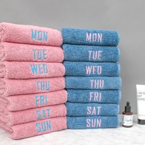 송월타월 180g 40수 코마사 데일리요일수건 세트(7장 1set), 1개, 데일리 요일수건 인디핑크1set