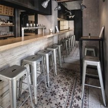 미드센츄리실버 철제 벤치 홈바체어 아일랜드 식탁 의자, 좌고 75cm