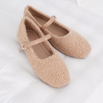 [슈플랜] 뽀글이 털 메리제인 퍼 플랫 슈즈 후리스 슬립온 2cm 3color C-381