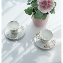 행남자기 본차이나 프렌치로즈 커피잔 국산 도자기찻잔 2인조 4pcs