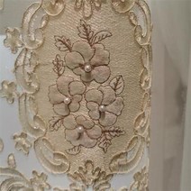 유럽풍 모조 실크 커튼 거실 침실 골드 3D 양각 자수 비즈 튤 주방 맞춤