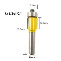 8mm 생크 2 인치 플러시 트림 라우터 비트 1 개 베어링 포함 목재 템플릿 패턴 텅스텐 카바이드 밀링 커터, 8x12.7x12.7mm