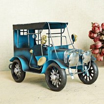 갓샵 빈티지 자동차 미니어쳐 2color [갓샵 엔틱 카 모형 피규어 철제 앤틱 미니어처 소품], 블루