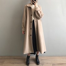 마이시즌 여성용 오드리 모직 롱 코트(벨트세트)
