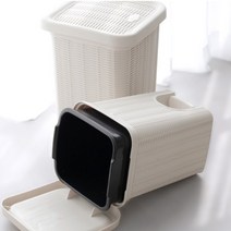 라탄 텍스처 휴지통 페달휴지통, 스트로페달휴지통(다크브라운)_대