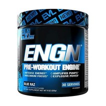 에볼루션 영양 ENGN 프리 운동 피카트로핀 30인분 에너지 파워 집중력 강렬한 파우더 블루 라즈, 블루 레이즈