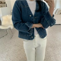 [봄상품 무료배송] 로라 그랑데 노카라 데님 청쟈켓