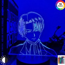 라이트테라피 취침등애니메이션 3d 램프 레비 애커만 타이탄 공격 크리에이티브 다채로운 팬텀 침대 옆 수, 02 16 color with remote