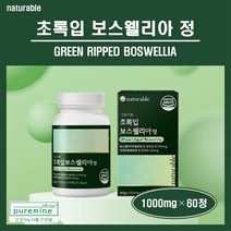 식약처인증 초록입 보스웰리아 정 알약 정제 뉴질랜드산 녹색입홍합 인도산 보스웰리아 추출 분말 가루 보스웰릭산 AKBA KBA 유향나무 원물 관절 연골 무릎 뼈 건강 추천 홈쇼핑, 1통, ##푸름이네##초록입보스웰리아정 (1000mg×60정)