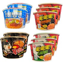 [안녕골목마켓] 오뚜기 팔도 삼양 큰컵라면4종_콕콕스파게티3개+콕콕라면볶이3개+비빔면2개+불닭볶음면2개, 10개