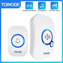 초인종 무선 현관문 인터폰 도어벨 towode 홈 433mhz 환영 친구 스마트 장거리, 화이트 컬러 키트 1, 우리 플러그