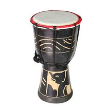 젬베 4 인치 전통 전문 djembe 핸드 드럼 그림 마호가니 나무 염소 피부 좋은, 검은색