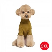 명품강아지옷 투톤 니트 티셔츠 올리브 2XL