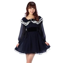 LIZ LISA 시폰 플라워 실크 스크린 더블 시폰 원피스