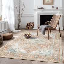 ILANGO 복도용 미끄럼 방지 러너 러그 0.9x1.5m(3x5피트) 디스트레스드 빈티지 주방 세탁 가능 카펫 바닥 매트 실내 입구 침실 세탁실용 쉬운 청소 호텔 1260