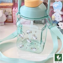산리오 쿠로미 마이멜로디 큐티 대용량 물병 쿠로미 크로스컵, 베이비 계피 더블 드링크 빨대컵