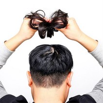 픽앤웨어 남자 정수리 m자 고열사 똑딱이 부분 가발 (2086606), 내츄럴블랙