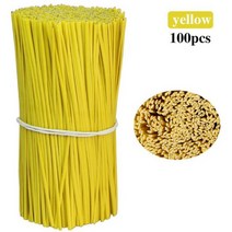 분재 철사 100 개 편원 원예 케이블 타이 가능한 철 와이어 트위스트 꽃 식물 등반 덩굴 다기능 코팅 고정 스트링, 20cm, Yellow