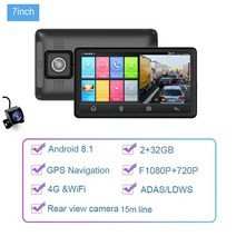 자동차 dvr 7 인치 2gb + 32gb 무료지도가있는 gps 탐색 24h 주차 모니터 듀얼 카메라 녹화 wifi adas 4g android 8.1 dashcam, 협력사, 32GB SD 카드, 4g 15m 후면 카메라