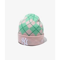 뉴에라 MLB 미국정품 아가일 뉴욕 양키스 비니 핑크 KNIT ARGYIL BEANIE NEYYAN PINK