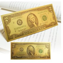 [행운의금장지폐] 럭키심볼 행운의선물 황금지폐 + 봉투 세트, 2달러, 5세트
