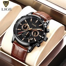 First anniversary 손목시계 기념 선물 중저가 시계 lige 탑 브랜드 럭셔리 가죽 캐주얼 쿼츠 남성용