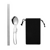 접이식 304 스테인레스 스틸 식기 나이프 포크 스푼 젓가락 빨대 세트 야외 피크닉 캠핑 휴대용 여행 칼 세트, Saladspoon chopstick