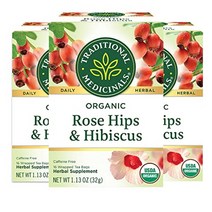 Traditional Medicinals 로즈힙 앰프 히비스커스 허브티 16팩X(3통)