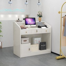 인포데스크 카운터계산대 병원데스크 카운터테이블 포스기 미용실 원목 데스크 24, 120x40x92cm, B타입미디엄화이트쓰리서랍