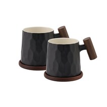 계수나무 머그 4p 300ml_머그2+나무받침2, 민트