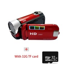 카메라 디지털 캠코더 1080p 풀 hd 16mp dv 캠코더 디지털 vlog 캠 회전, 빨간색과 32g 카드, 영국