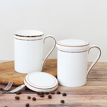 한국도자기 네오골드 뚜껑 머그컵세트 2(4)PCS, 선물포장X
