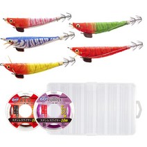 씨케이 / 오아시 2.5호 케이무라 삼봉 에기 세트 / 9.5cm 소형 삼봉 에기 5마리 / 보충 와이어 10m 2개 / 14구 태클박스 / 희귀 사이즈 제품, 삼봉에기 5개+14구 케이스+와이어 2개