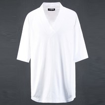 바이더알 유니크 오리엔탈 밴드 브이넥 박스 반팔 티셔츠