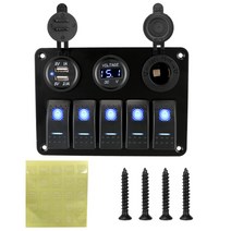 카라반 캠핑카 부품 수리용품 24v 12v 5 토글 라이트 스위치 패널 usb 충전기 3.0 전원 어댑터 자동차 액세서리 해양 보트 캐러밴 rv 밴 트럭 트레일러, 씨엔, 파란색
