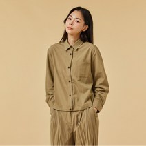 자주 여 라이트 링클 셔츠_브라운 185555