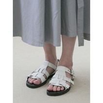 [마리링고] [한정수량] 디자이너슈즈 성수동 여성수제화 클로이 버클 슈렁큰 글래디에이터 어글리샌들 _ 화이트 (235)