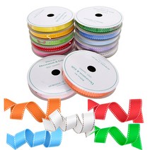 attizone 골직스티치 리본 3사이즈 13칼라 포장/데코리본, 골직스티치-25mm, 6. 하늘