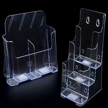 SOCEAN 전단지 아크릴케이스 A6 팜플렛 꽂이 카달로그 테이블 스탠드 카탈로그 전시박스 브로셔 수납통 리플릿 홍보물 전단지 거치대 행사안내판 게시판 안내판 서류박스 탁상 쇼케이스, 2단
