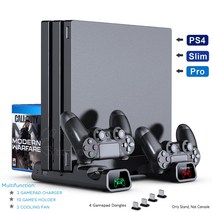 ps4 pro 슬림 콘솔 베이스 2 충전 컨트롤러 쿨러 10 스토리지 게임용 수직 냉각 스탠드, 폴란드, 흰색